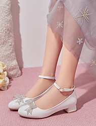 cheap -Women&#039;s Wedding Shoes Wedding Heels Bridesmaid Shoes Rhinestone Bowknot Flower Chunky Heel Round Toe Daily Microfiber Ankle Strap Solid Colored White Black Purple