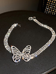 cheap -Necklace Women&#039;s Tennis Chain White Butterfly Elegant Fashion Sweet Lovely Wedding Silver 40.5 cm Necklace Jewelry 1pc for Gift Carnival Engagement Festival Geometric