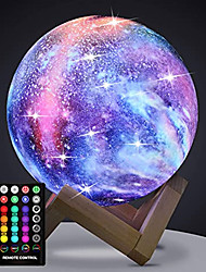 cheap -3D Galaxy Moon Lamp 5.9 inch Lighting Galaxy Moon Night Light with 16 LED Colors Touch &amp; Remote Control with Wooden Stand Unique Gift for Girls Boys Girlfriend Family