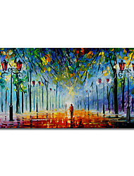 cheap -Oil Painting Handmade Hand Painted Wall Art  Nordic Street Under Street Light Abstract Home Decoration Decor Stretched Frame Ready to Hang