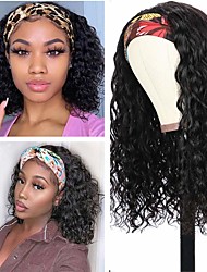cheap -Water Wave Headband Wig Human Hair Wet and Wavy Glueless Headband Wig for Black Women Brazilian Hair None Lace Front Wigs Machine Made Human Hair Headband Wig Natural Color