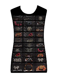 cheap -Dual Sides Hanging Jewelry Organizer Non-woven 30 Pockets 14 Hook-Loop Tabs Holder Storage Bag without Hanger