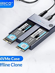cheap -ORICO Dual Bay M.2 NVME SSD Enclosure Offline Clone USB C 3.1 Gen2 10Gbps For M Key &amp; M/B Key NVME PCIe SSD Hard Drive Reader