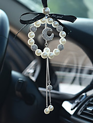 cheap -1Pcs Bling Mirror Car Men and Women Supplies Bling Crystal Diamond Moon Car Interior Hanging Rearview Mirror Pendant for Cars Cute Vehicle Interior Decor Car Accessories