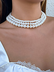 cheap -european and american cross-border jewelry small fragrance style retro pearl stacking clavicle necklace simple and cold braided beaded necklace female