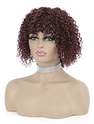 cheap -Short Water Wave Human Hair Wigs with Bang Pixie Cut Machine Made Wigs Brazilian Hair Wigs Short Curly Wigs 150% Density Natural Color Hair Capless Human Hair