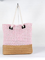 cheap -Women&#039;s Straw Bag Tote Handbags Tote Straw Bag Shoulder Bag Linen Straw Shopping Daily White Pink Orange Rose Red