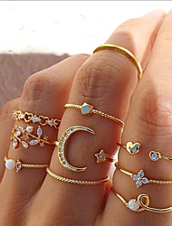 cheap -Knuckle Ring Party Hollow Out Gold Rhinestone Alloy Leaf Heart Star Stylish Unique Design Elegant 10pcs / Women&#039;s / Ring Set