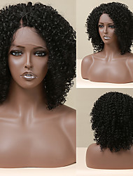 cheap -Synthetic Lace Wig Afro Curly Style 14 inch Black Middle Part L Part Wig All Wig Black