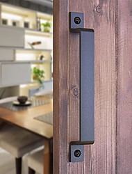 cheap -200mm Sliding Barn Door Handle Pull Cabinet Flush Hardware Set Wood Door Handle Interior Door Furniture Handle Hardware