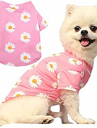 cheap -Daisy Dog Clothes Puppy Shirts Cute Dog Apparel Accessories for Girl Boy Summer Sweatshirts Breathable Pet T-Shirt Cats Teddy Chihuahua Yorkies Bulldog Small Medium Large Pet Clothing Supplies Pink