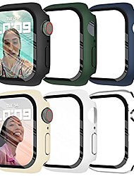 cheap -6-Pack Compatible with Apple Watch Series 7 41mm 45mm Case with Screen Protector,Hard PC Bumper Cover for Men Women Sports Protective Case.41mm(Green/Blue/White/Black/Starlight/transparent)