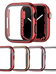 cheap -[4 Pack]  PC Case Compatible with Apple Watch Series 7 45mm, Built in Tempered Glass Screen Protector Full Coverage Electric Plated Protective Cover Bumper Accessories for iWatch 7 45mm