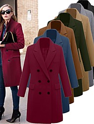 cheap -Women‘s winter mid-length plus size woolen women&#039;s coat seven-color eight-size double-breasted woolen coat fast selling