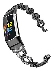 voordelige -1 pcs Slimme horlogeband voor Fitbit 5 . opladen Fitbit Charge 5 Roestvrij staal Smartwatch Band Bling Diamant Zakelijke band sieraden armband Vervanging Polsbandje