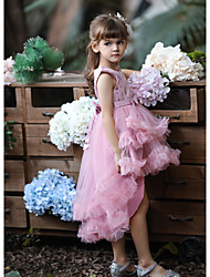 cheap -Kids Little Girls&#039; Dress Floral Sequins Red Asymmetrical Sleeveless Cute Dresses New Year Slim
