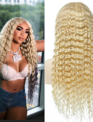 cheap -Remy Human Hair 13x6 Closure Wig Deep Parting Style Brazilian Hair kinky Straight Natural Wig with Baby Hair Smooth Natural With Bleached Knots Women&#039;s 12 inch 14 inch 16 inch Human Hair Lace Wig