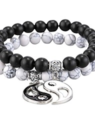 cheap -2pcs Men&#039;s Women&#039;s Bead Bracelet Beads Blessed Stylish Simple Stone Bracelet Jewelry 1# / 2# / 3# For Wedding Gift Daily Valentine&#039;s Day