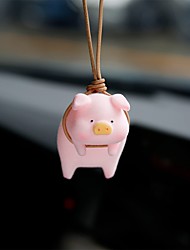 cheap -1PCS Car Pendant Interior Hanging Rearview Mirrors Plush Fuzzy Simulation Lovely Piggy Doll 4.7inc Plush Car Decorative Hanging Mirror  Lucky Hanging Accessories