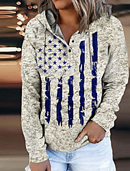 cheap -Women&#039;s Hoodie Sweatshirt American US Flag Front Pocket Print Daily Sports Active Streetwear Hoodies Sweatshirts  Gray