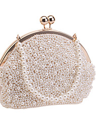cheap -Women&#039;s Evening Bag Bridal Purse Evening Bag Polyester Alloy Pearls Plain Solid Color Pearl Party / Evening Daily Champagne Beige