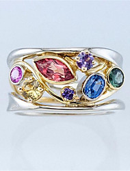 cheap -new jewelry exquisite multicolor geometric pattern ladies ring with zircon wave line ring