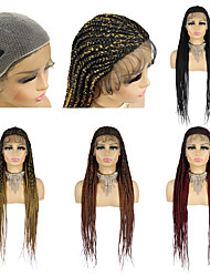 cheap -Lace Front Wig Box Braids Wig For Black Women Cornrow Braided Lace Wigs With Baby Hair African Style Lace Frontal Free Cap
