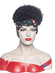 cheap -Headscarf Wig Black Small Curly Hair New African Export Product With Silk Scarf Wig Headgear