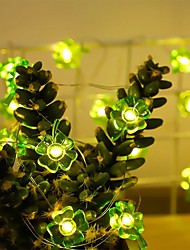 cheap -St Patrick&#039;s Day Lights Shamrocks Fairy String Lights 2M 20LEDs Battery Powered Green Leaf Copper Wire String Light Home St. Patrick&#039;s Day Garden Party Decoration