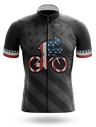 cheap -21Grams® Men&#039;s Short Sleeve Cycling Jersey American / USA Bike Top Mountain Bike MTB Road Bike Cycling Dark Gray Spandex Polyester Breathable Quick Dry Moisture Wicking Sports Clothing Apparel