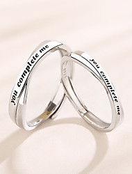 cheap -Couple Adjustable Ring Gift Silver S925 Sterling Silver Elegant Fashion 2pcs / couple / Daily