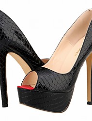 cheap -Women&#039;s Heels Dress Shoes Sexy Shoes Stilettos Stiletto Heel Peep Toe Elegant Sexy Classic Party Club PU Leather Loafer Fall Spring Solid Colored Wine Almond Black
