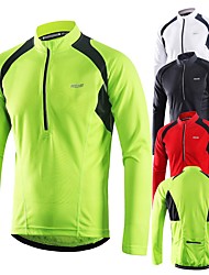 cheap -Arsuxeo Men&#039;s Long Sleeve Cycling Jersey Downhill Jersey 4 pockets Summer Polyester Green White Dark Gray Solid Color Bike Jersey Mountain Bike MTB Road Bike Breathable Quick Dry Reflective Strips