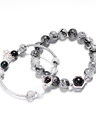 cheap -2pcs Couple&#039;s Bracelet Classic Precious Stylish Simple Natural Crystal Bracelet Jewelry Black For Gift Festival