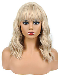 cheap -14&#039;&#039; Loose Wave Wig Short Bob Wigs With Air Bangs Shoulder Length Side Part Women&#039;s Short Wig Curly Wavy Synthetic Cosplay Wig for Girl Costume Wigs