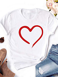 cheap -Women&#039;s Plus Size Tops Blouse T shirt Heart Letter Print Short Sleeve Round Neck Streetwear Valentine&#039;s Day Daily Going out Polyester Fall Spring White Black