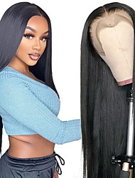 cheap -150% 13x4 Lace Front Wigs Human Hair Straight Human Hair Wigs for Black Women  Glueless Lace Frontal Wigs Brazilian Virgin Human Hair Pre Plucked Bleached Knots Straight Hair