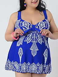cheap -Women&#039;s Swimwear Tankini 2 Piece Plus Size Swimsuit Open Back Printing for Big Busts Floral Green Black Blue Royal Blue Navy Blue Tunic V Wire Bathing Suits New Vacation Fashion / Modern