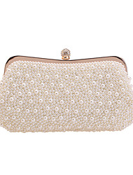 cheap -Women&#039;s Evening Bag Chain Bag Bridal Purse Evening Bag Polyester Pearls Chain Plain Party / Evening Daily Beige