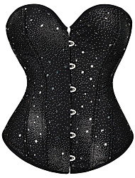 cheap -Corset Women&#039;s Corsets Comfortable Overbust Corset Backless Tummy Control Push Up Geometric Hook &amp; Eye Lace Up Cotton Wedding Party Party &amp; Evening Spring Summer Black / Print / Tie Back