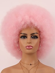 cheap -Heat Resistant Light Pink Wig Short Afro Wigs for Black Women and Looking Natural and Soft Synthetic Kinky Curly Wig (Light Pink)