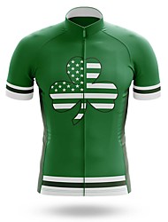 cheap -21Grams® Men&#039;s Short Sleeve Cycling Jersey Leaf American / USA Bike Top Mountain Bike MTB Road Bike Cycling Green Spandex Polyester Breathable Quick Dry Moisture Wicking Sports Clothing Apparel
