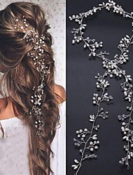 cheap -Bridal Rose Gold and Gold Silver Extra Long Pearl and Crystal Beads Bridal Hair Vine Wedding Head Piece Bridal Hair Accessories Headband Hair Jewelry Hair Accessories