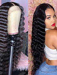 cheap -13x4 Human Hair Lace Front Wigs for Black Women 150% Density Brazilian Loose Deep Wave Lace Front Wig with Baby Hair Pre Plucked Human Hair Wigs 18-32 Inch Loose Deep Hair