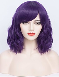 short purple curly wig