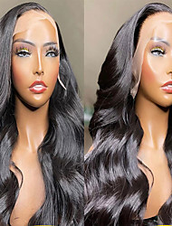 cheap -130%/150%/180% Full Lace Body Wave Brazilian Lace Front Human Hair Wigs  Loose Lace Closure Black Water Wave Wig