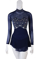 cheap -Figure Skating Dress Crystals / Rhinestones Women&#039;s Girls&#039; Training Performance Long Sleeve High Mesh Spandex