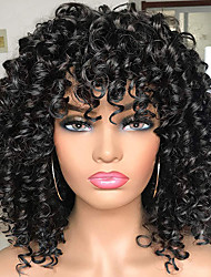 cheap -Black Wigs for Women Prettiest Afro Curly Wigs with Bangs for Black Women Natural Looking Black Kinky Curly Wig for Daily Wear (1B Natural Black))