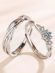 cheap -Adjustable Ring Gift Silver S925 Sterling Silver Elegant Fashion 2pcs / Couple&#039;s / Daily