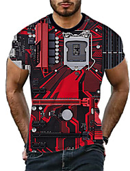 cheap -Men&#039;s T shirt Tee 3D Print Graphic Game Crew Neck Daily Sports Print Short Sleeve Tops Casual Classic Designer Big and Tall Red / Summer